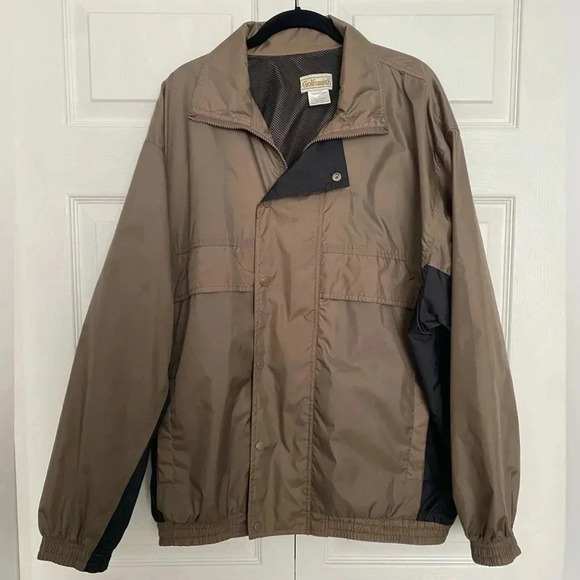 Vintage Golfsmith Golf Nylon Vented Windbreaker Jacket Brown/Black Men's Lg EUC - Picture 3 of 10